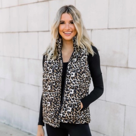 Pink Lily Jackets & Blazers - Leopard Quilted Vest